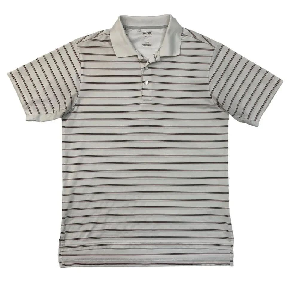 Adidas Golf Polo Shirt Mens S White Striped ClimaCool Lightweight Performance